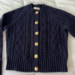 J.Crew Cable Knit Cardigan Sweater - Navy
